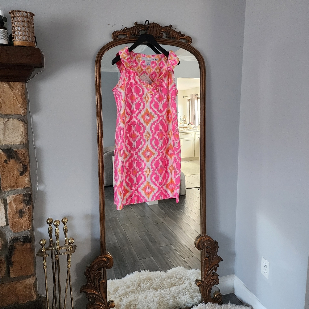 Gretchen Scott Mitt Ikat Sleeveless Ruffneck Dress